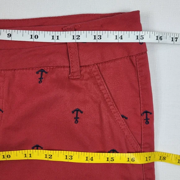 British Khaki SKIRT Womens Size 2 Red w Navy Blue Embroidered Anchors Nautical - Picture 4 of 11